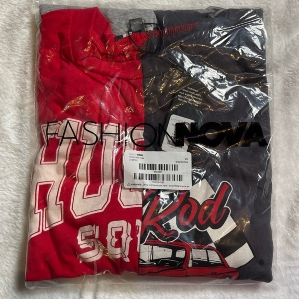 SOLD HOT Rod Midi Dress Red & Grey Combo Size 1X (Z23.18) - Picture 4 of 5